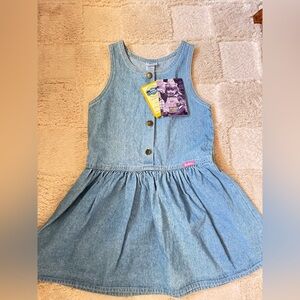 NWT 90s Vintage OshKosh B'gosh Light Blue Demin Dress Irregular Girl Size 6 USA